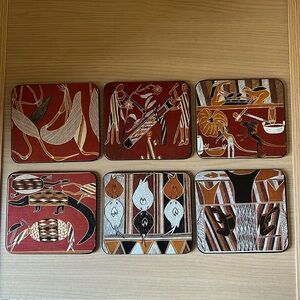 Australian Aboriginal Art Coasters Vintage 1970’s NWOT
